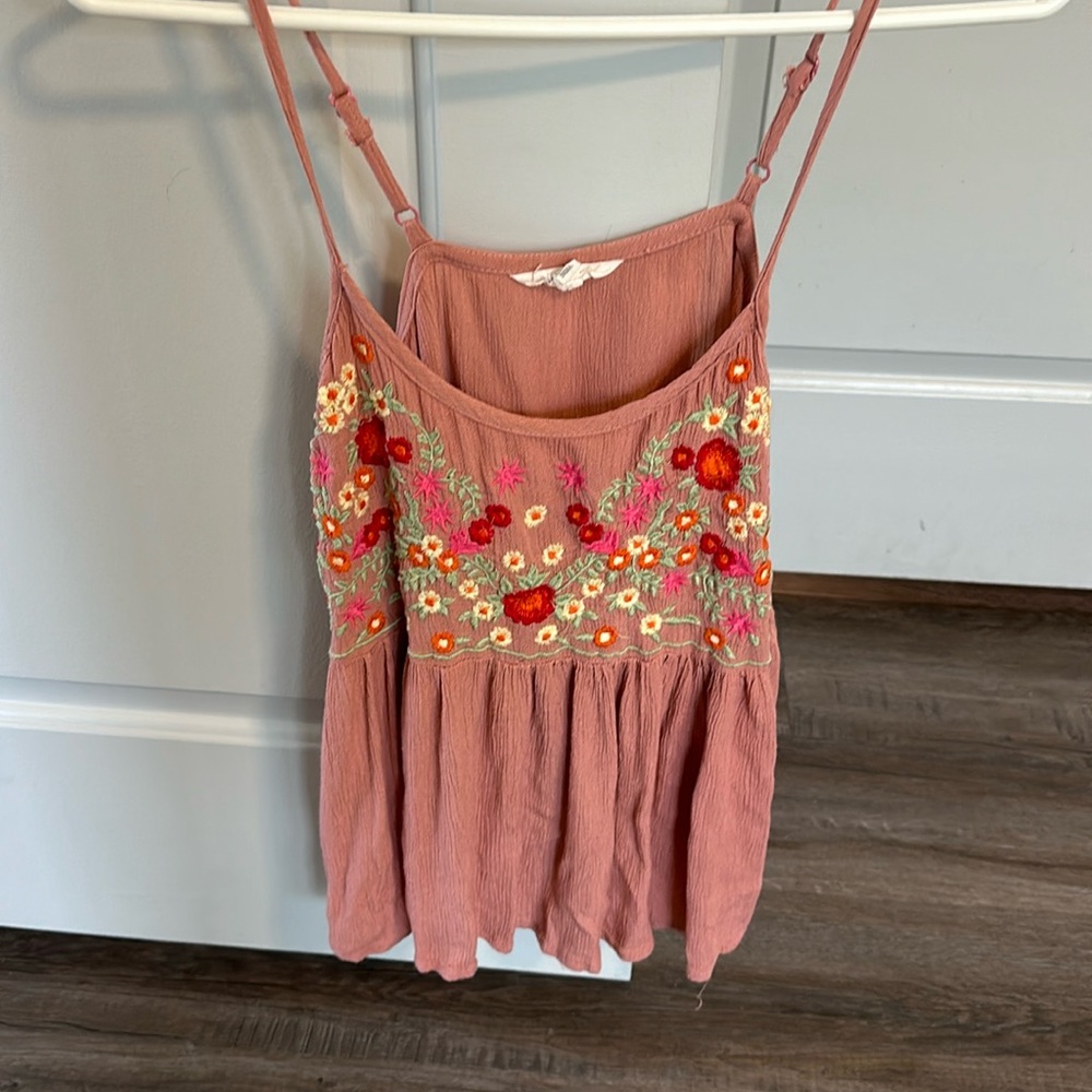 Sim & Sam Pink Embroidered Tank Top